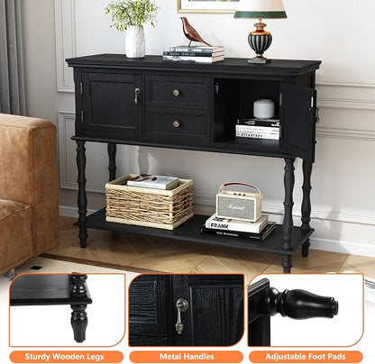 ARTPOWER Console Table with 2 Drawers, Retro Entryway Table with 2 Door - Image 8
