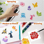 72 Pcs Botanical Stencils Set, Reusable Butterfly & Flower Painting Templates - Leaf, Dragonfly, Wildflower Nature Crafts Kit for Wall Murals, Fabric Art, Wood Signs, Kids Classroom Projects