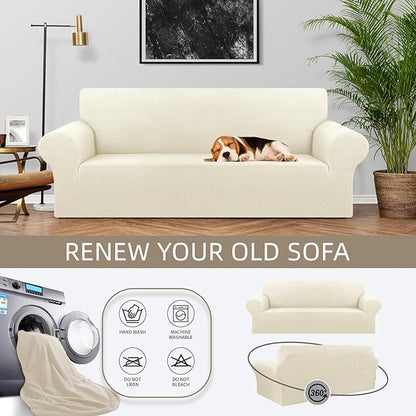 Stretch Couch Covers for Sofa, 3 Cushion Couch Slipcover, Elastic Bottom for - Image 3