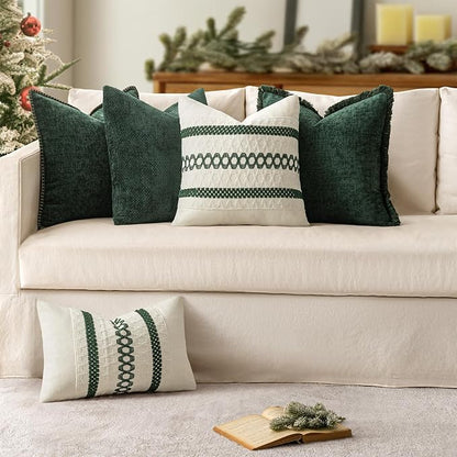 MIULEE Decorative Couch Throw Pillow Covers 18x18 Inch Dark Green 2 Pack | - Image 6