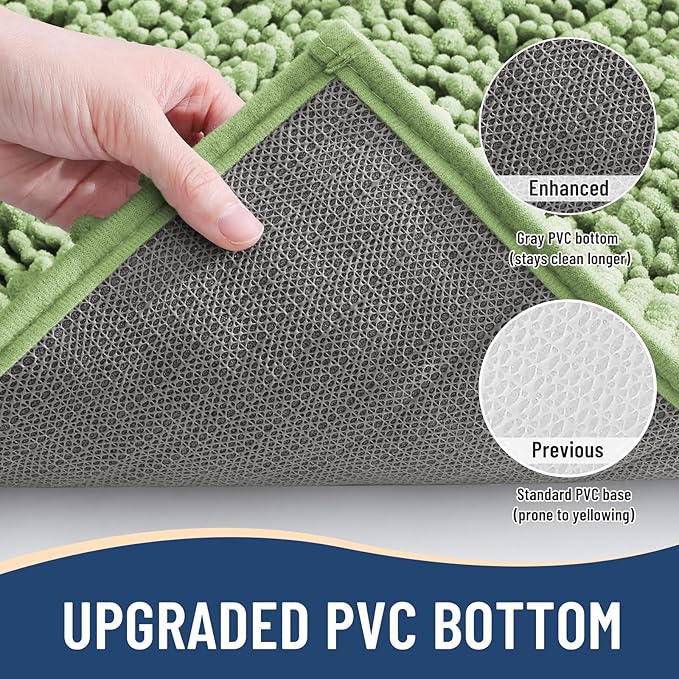 Arotive Luxury Chenille Bathroom Rug Mat, Extra Soft Thick Absorbent Shaggy Bath Rugs, Non-Slip Machine Wash Dry, Plush Bath Mats for Bathroom, Shower and Tub, 44x32, Sage Green