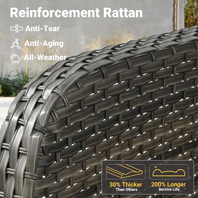 ovios 5-Piece Patio Furniture Set, Outdoor Wicker Sofa - Image 4
