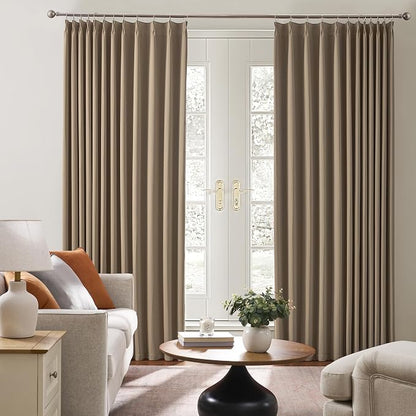 Cappuccino Pinch Pleated 60 Inch Wide Curtains 60 x 95, Thermal Insulated Noise - Image 4