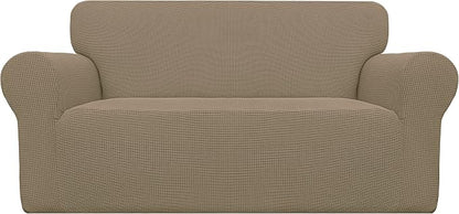 Easy-Going Stretch Oversized Loveseat Couch Covers Washable Tan | 1-Piece Large by Easy-Going