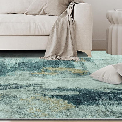 4x6 Area Rugs for Living Room Washable Bedroom Dining Room Teal Grey Gold | - Image 9