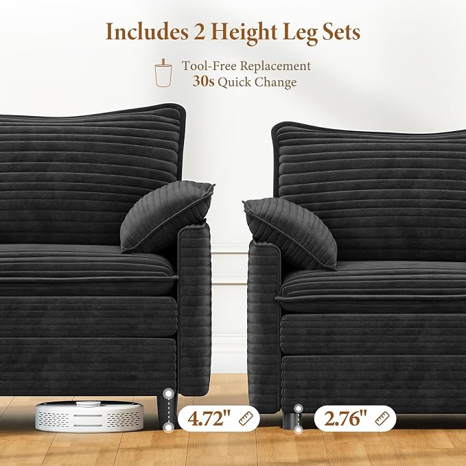 Vesgantti 108" U Shaped Sectional Couch, Comfy Cloud Modular Sectional Sofa - Image 3