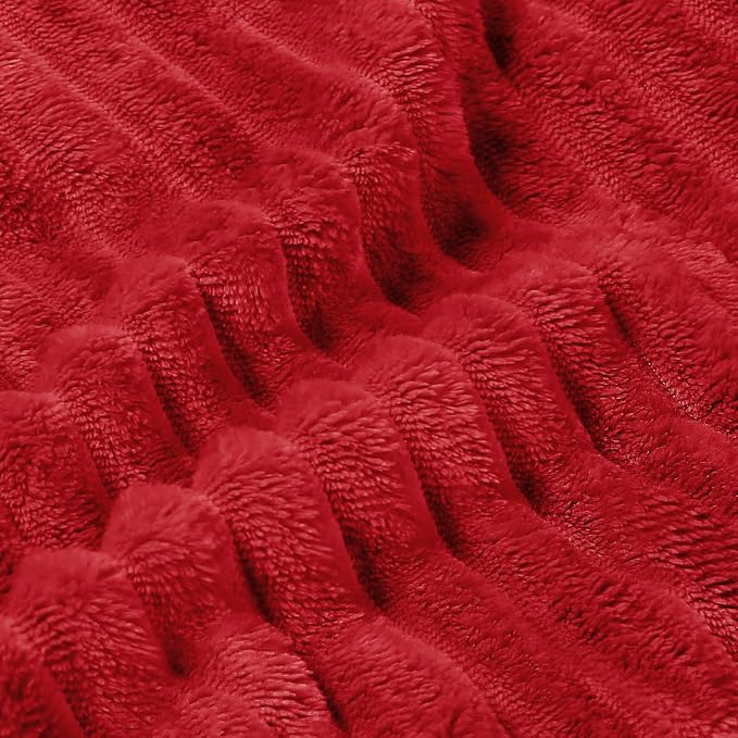 BEDELITE 3D Ribbed Jacquard Red Blankets Queen Size - Image 5