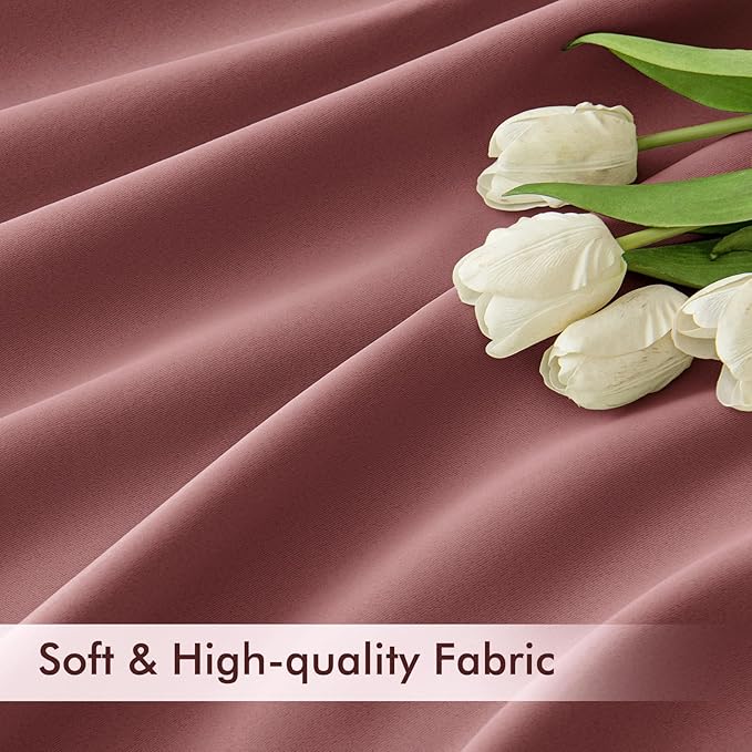 MIULEE Dusty Rose Back Tab Blackout Curtains 52x84 Inch Length 2 Panels Set | - Image 6