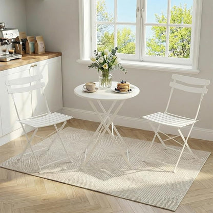 GarveeLife 3 Piece Patio Bistro Set, Folding Patio Bistro Table and Chairs Set - Image 3