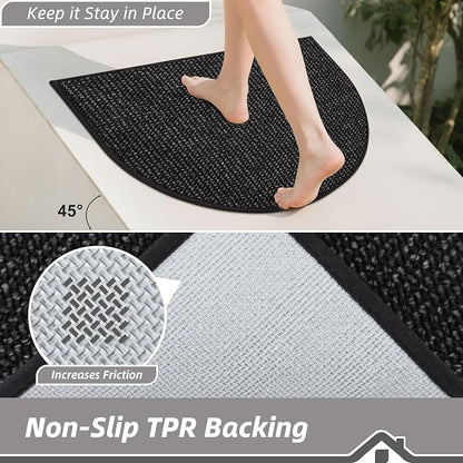 BEQHAUSE Dirt Trapper Door Mat 17" x 30" Half Circle Non Slip Rugs, Absorbent - Image 4