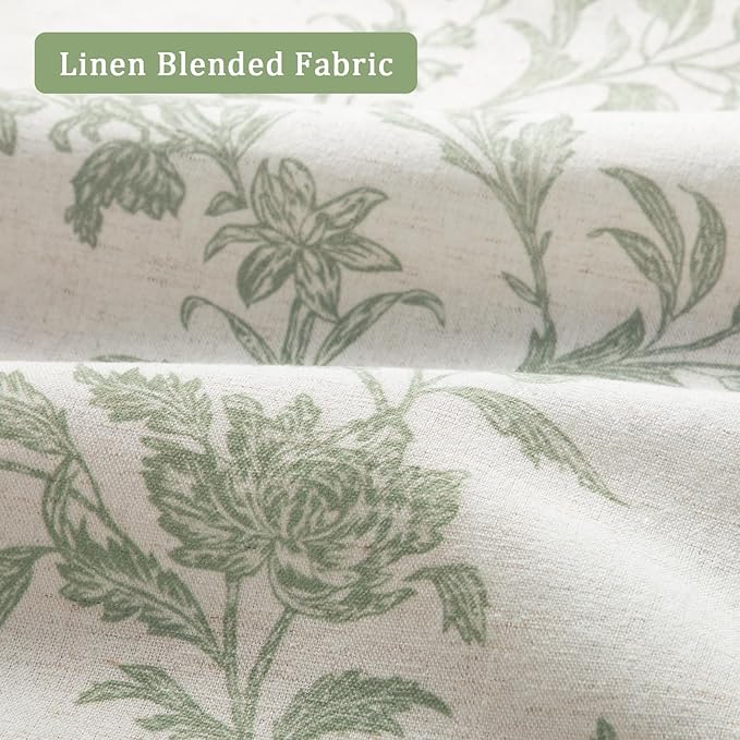 Sage Green Boho Floral 100% Blackout Curtains 96 Inch 2 Panels | Farmhouse - Image 4
