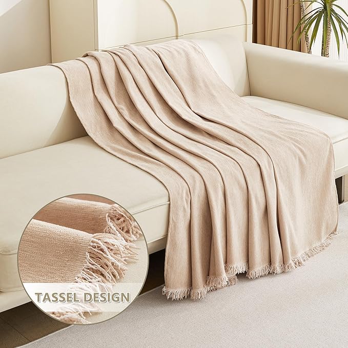 MYSKY HOME Khaki Sectional Sofa Covers Chenille Couch Cover - Image 3