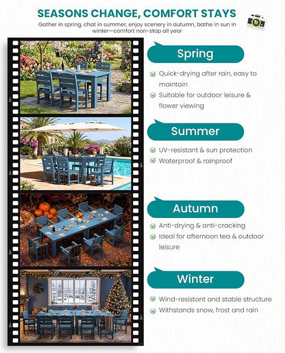 SERWALL Patio Dining Set with 15FT Double Side Umbrella, Outdoor Dining Sets - Image 8