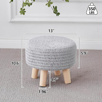 Wimarsbon Small Ottomans, 100% Hand Knitted Pouf Ottoman, Round Footrest - Image 3
