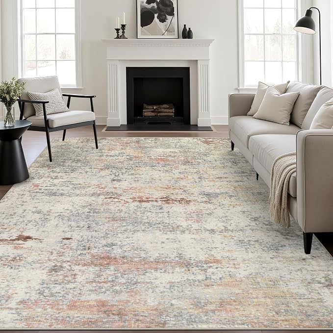 8x10 Area Rug Living Room: Modern Washable Indoor Soft Carpet Taupe | by FXRHLP