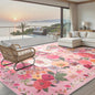 Pink Washable Area Rug 10x14 for Living Room Bedroom | Low Pile; Non Slip; by WelcometoBabovid
