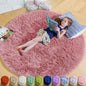Amdrebio Blush Pink Large Round Shag Rug 6Ft by Amdrebio