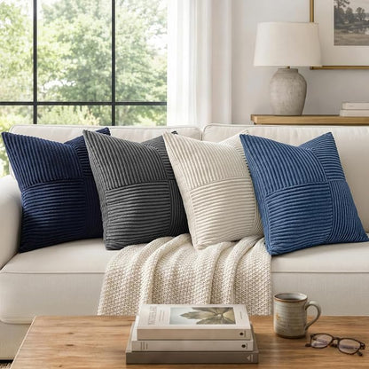 MIULEE Cream White Decorative Euro Sham Pillow Covers 24x24 Inch 2 Pack | Beige - Image 5