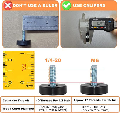 24 Pack M6 Thread Adjustable Furniture Levelers - Image 3