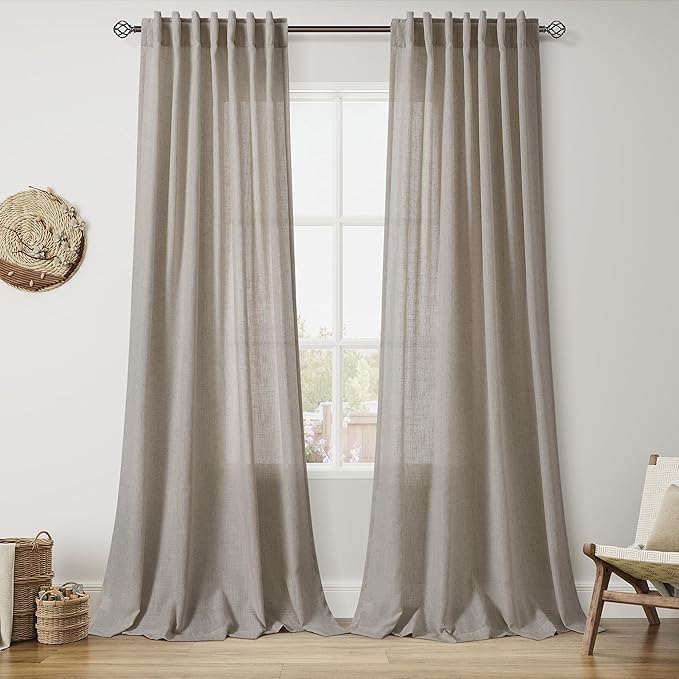Grey Beige Curtains 102 Inches Long by Nanspring