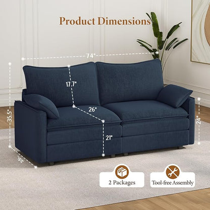 Vesgantti 74" Loveseat Sofa for Living Room, Comfy Cloud Couch Deep Seat - Image 2