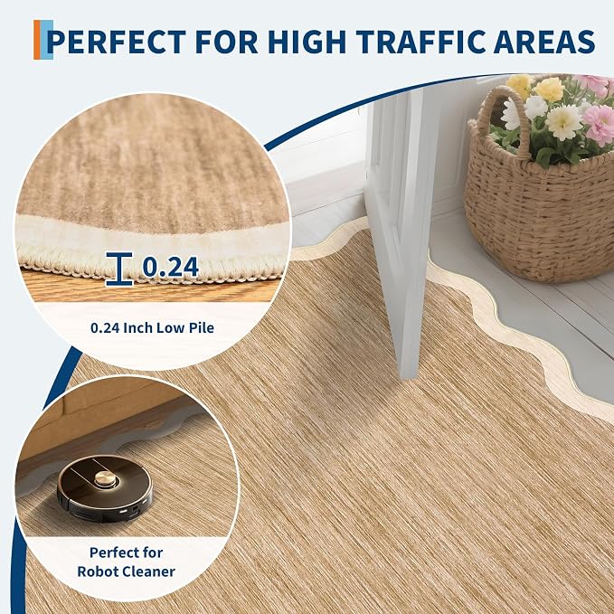 GarveeHome Scalloped Washable Runner Rug 2x6 Runner Non Slip Kitchen Rugs | - Image 6