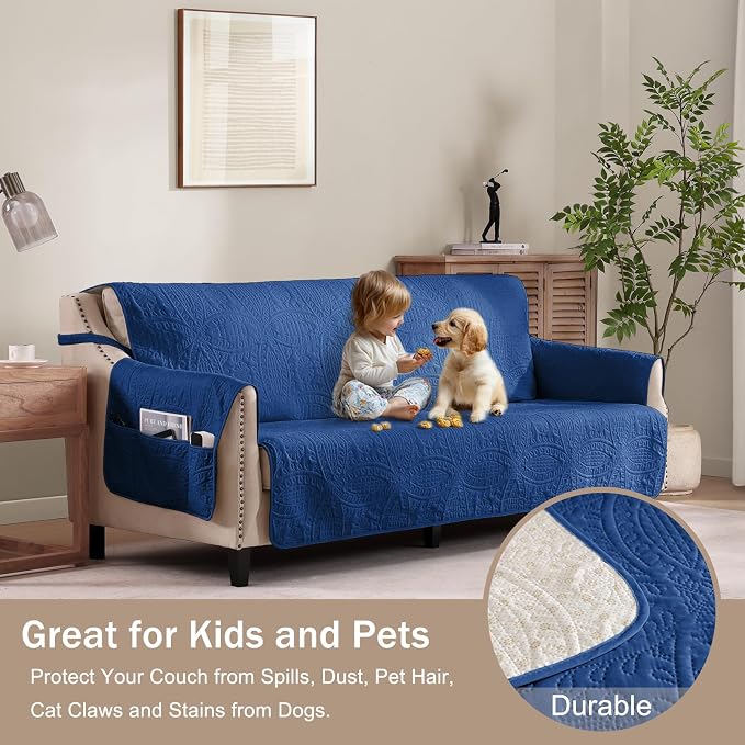 Soft Quilted Couch Cover with Pockets - Image 8