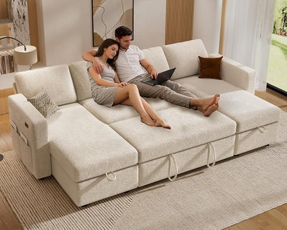 Sunny Heart 106" U Shaped Sectional Sleeper Sofa Bed by SunnyHeart