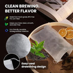 120 Count Cold Brew Coffee Filter Bags – 4x6 Inch Disposable Fine Mesh Drawstring Tea & Coffee Pouches – Fits 64oz Mason Jar, Tear-Resistant, Made from Natural Materials