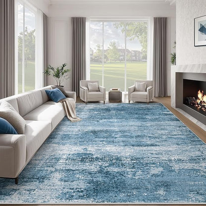 Washable Rug 8x10 Area Rugs for Living Room: Large Neutral Soft Rug Abstract by LOSBULAKE