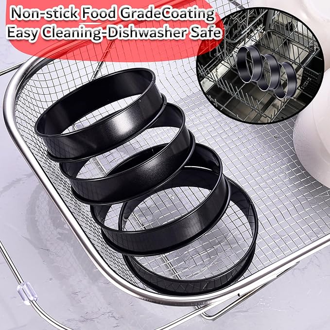 DATANYA 12Packs Crumpet Rings NONSTICK English Muffin Ring 4 Inch - Stainless Steel Double Rolled Tart Rings Round Metal Cookie Pastry Ring Molds for Baking Cooking