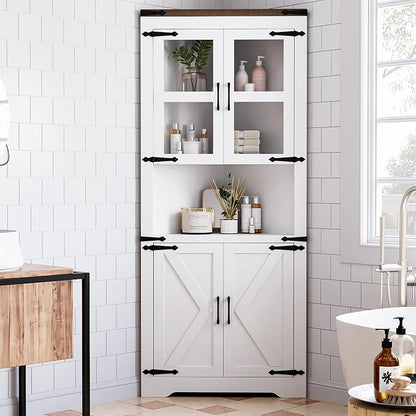 GarveeHome Tall Corner Cabinet, Farmhouse Corner Storage Cabinet - Image 8