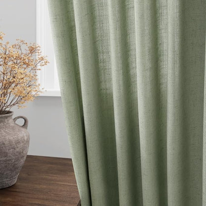 Light Sage Linen Curtains for Living Room 63 Inches Long 2 Panel Set Light - Image 4