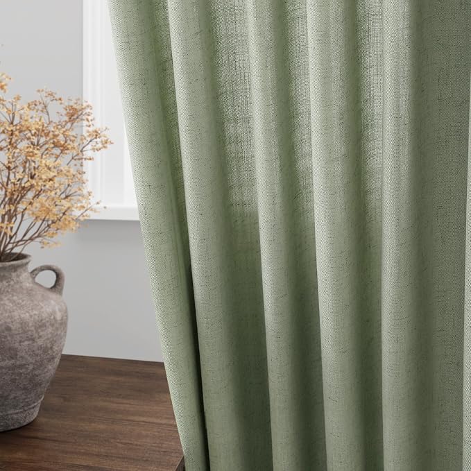 Light Sage Linen Curtains 100 Inches Long - Image 4