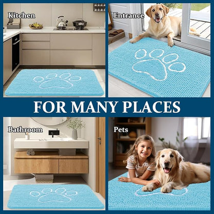 OLANLY Dog Door Mat for Muddy Paws 36x24, Paw Print Design Chenille Mud Mat | - Image 8