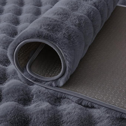 Gray Rabbit Plush Rug 2'x6', Fluffy Shaggy Area Rug - Image 8