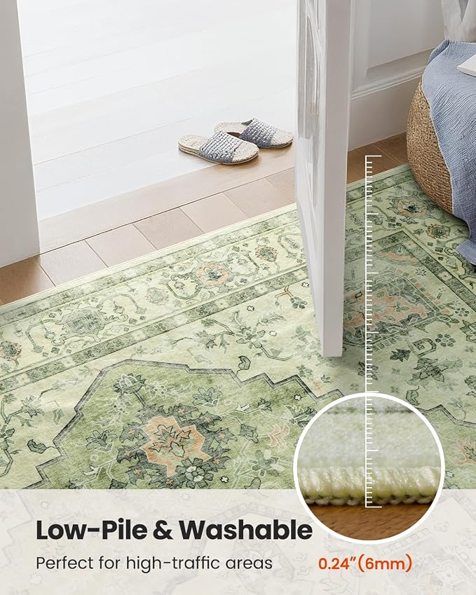 AMADA HOMEFURNISHING 9x12 Area Rug, Washable Low-Profile Large Area Rug - Image 6