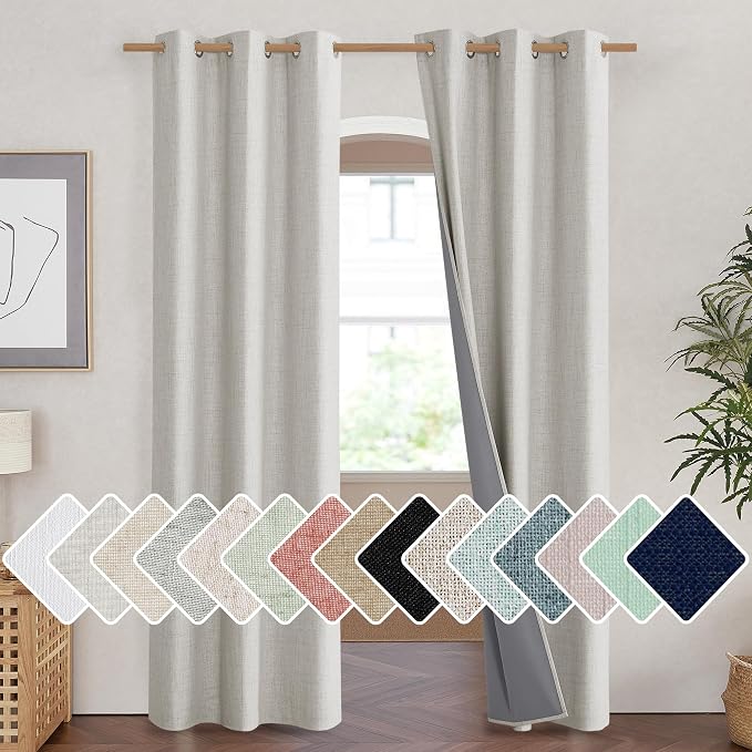 NICETOWN Snowbound Vintage Linen 100% Blackout Curtains by NICETOWN