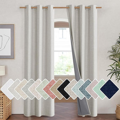 NICETOWN Snowbound Vintage Linen 100% Blackout Curtains by NICETOWN