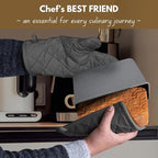 Native Fab Farmhouse Oven Mitts and Pot Holders Set of 4, Heat Resistant Non-Slip Machine Washable, 100% Cotton Kitchen Pot Holders Oven Mitts Sets Grey