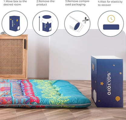 MAXYOYO Bohemian Retro Floor Mattress Vintage Floral Japanese Futon Mattress - Image 5