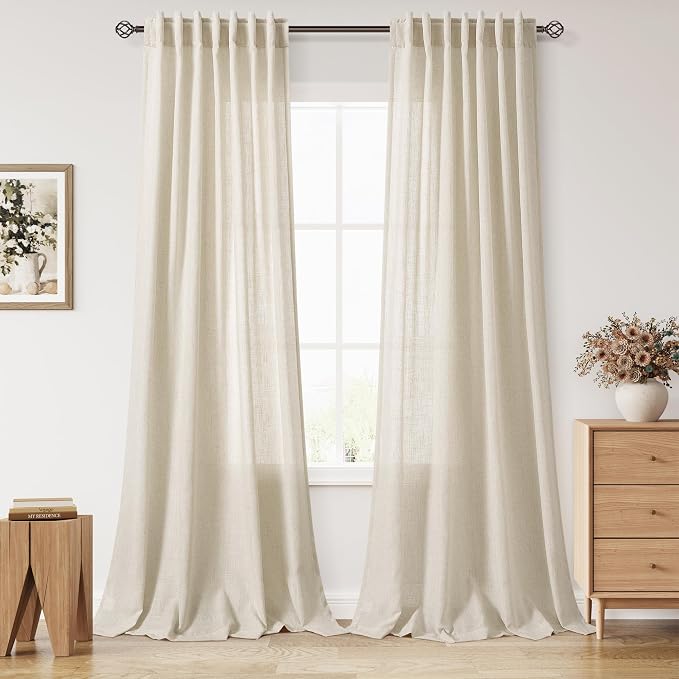 Birch Beige Curtains 90 Inches Long by Nanspring