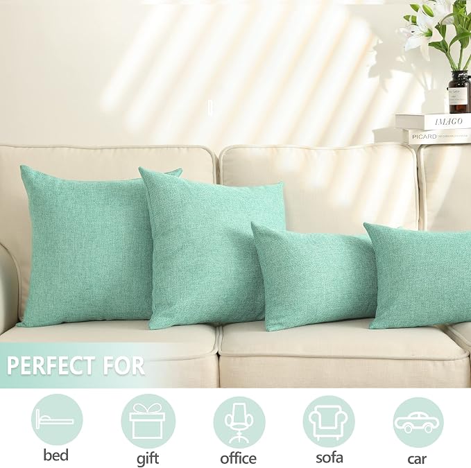 Stellhome Set of 2 Linen Throw Pillow Cover Square Spring Decorative Farmhouse - Image 5