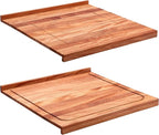 Vesici Reversible Pastry Board with Lip for Rolling Dough Large Wooden Cutting Chopping Kneading Board with Engraved Measurements for Counter Table Top Kitchen(Walnut,24 x 22.8 x 1.5 Inch)