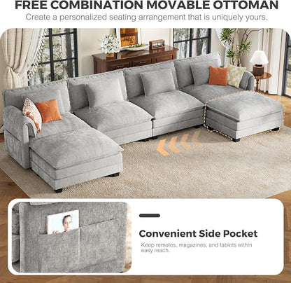 ELUCHANG 116" Modular Sectional Sofa, Comfy Cloud Couch, L Shaped Deep Seat - Image 9