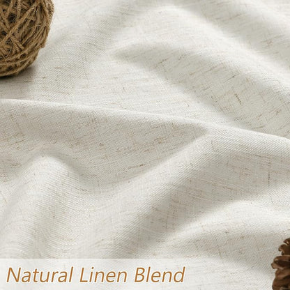 100% Blackout Linen Curtains for Bedroom 78 Inches Long Natural Cream Black Out - Image 4