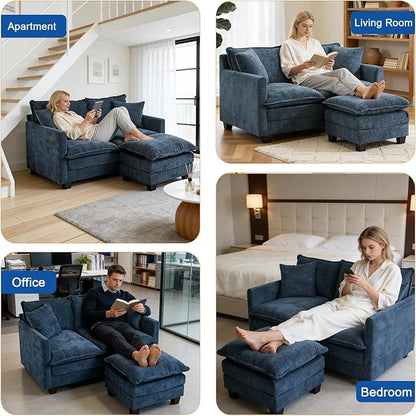 Loveseat Sofa with Ottoman - Image 7