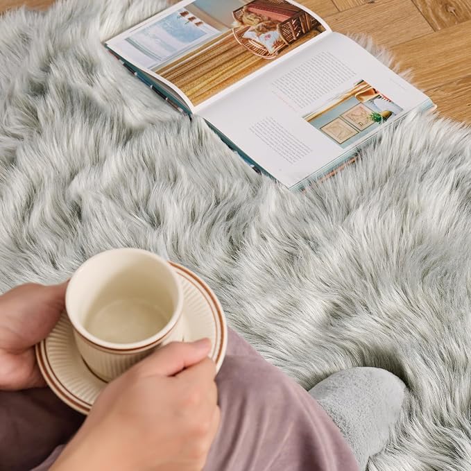 MIULEE Fluffy Area Rug 2x6 ft Faux Fur Sheepskin Rug - Image 4