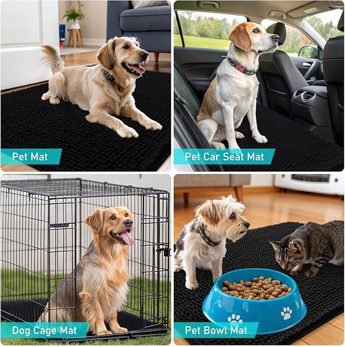 OLANLY Dog Door Mat for Muddy Paws 48x30, Super Absorbent Chenille Mud Mat | - Image 7