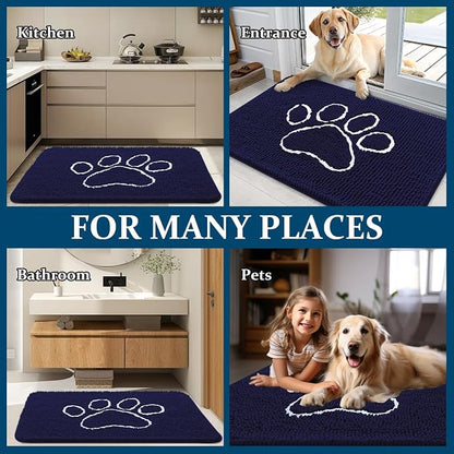 OLANLY Dog Door Mat for Muddy Paws 47x24, Paw Print Design Chenille Mud Mat | - Image 8